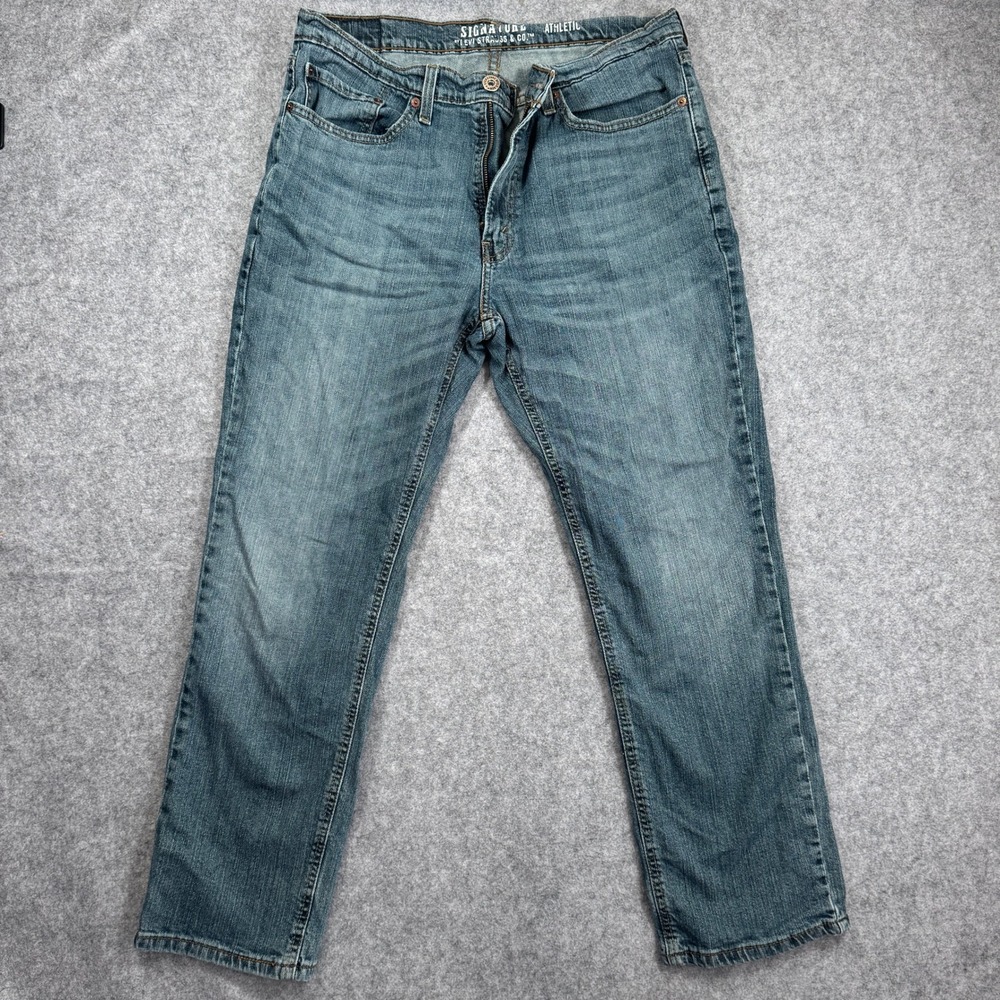 Signature by Levi Strauss Mens Athletic Fit Jeans 34x30 Medium Wash Blue Stretch